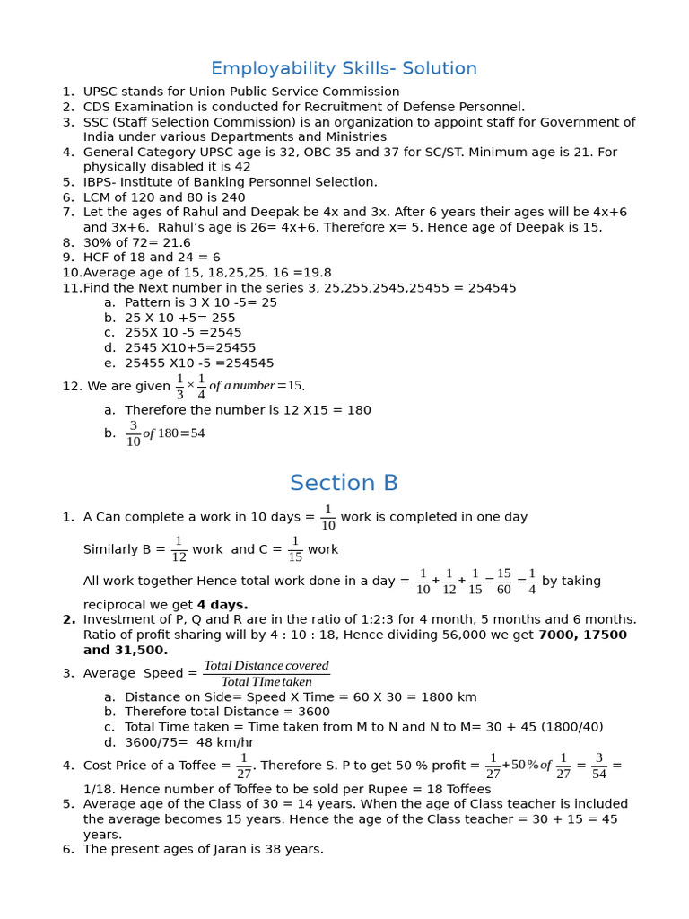 Employability Skills - 1st Internal Solution | PDF | Government Of India