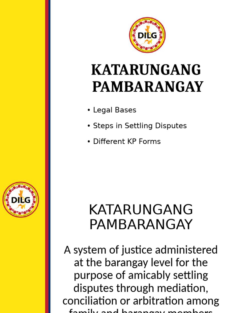Katarungang Pambarangay Overview | PDF | Mediation | Complaint