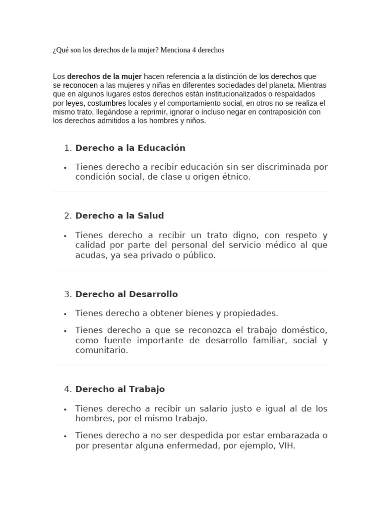 Qué Son Los Derechos de La Mujer | PDF