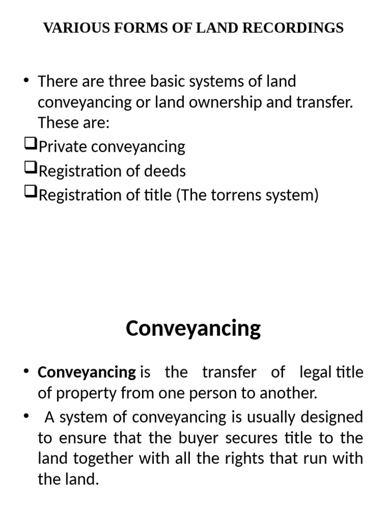 Land Conveyancing Systems Explained | PDF | Conveyancing | Real ...
