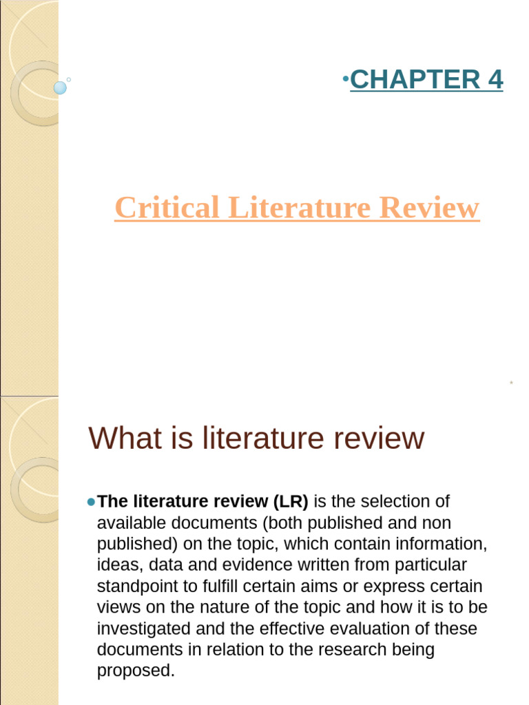 Chap 04, Critical Literature Review | PDF | Inquiry | Scientific Method