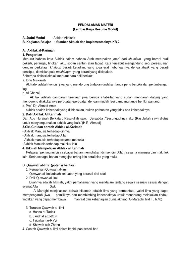 Memahami Akhlak dan Potensi Manusia | PDF