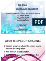 Ctopic 2: Inroduction To Phonology: 2.1. Speech Organ 2.2. English Sound Vowel/Diphthong Sounds Consonant Sounds