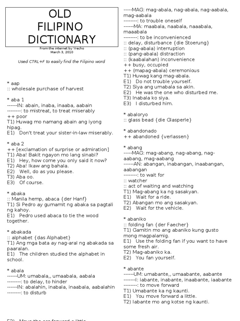Old Filipino Dictionary