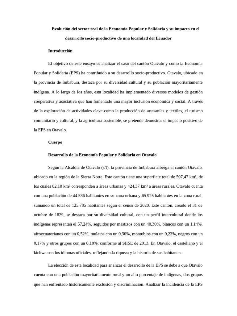 Evolución Del Sector Real de La Economía Popular y Solidaria y Su ...