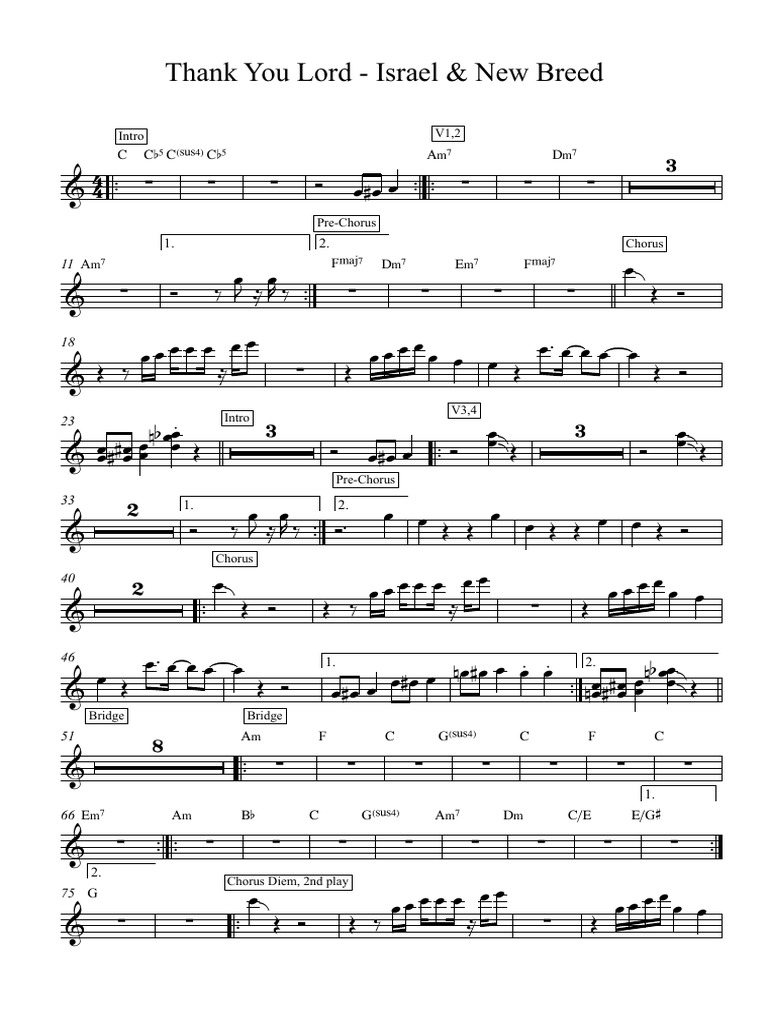 Thank You Lord Israel New Breed Full Score Pdf