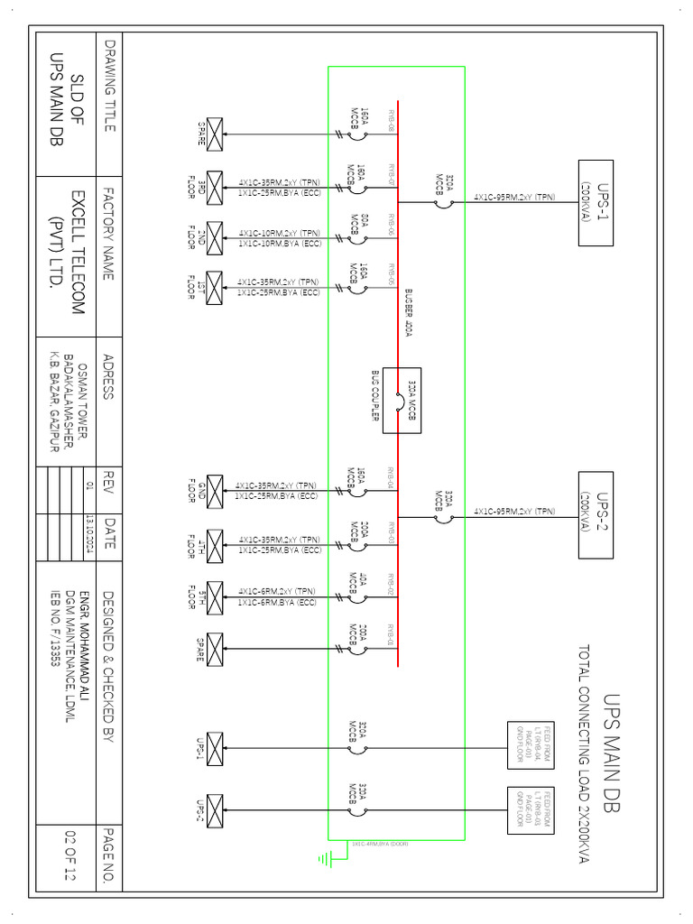 UPS Main DB Single Line Diagram | PDF