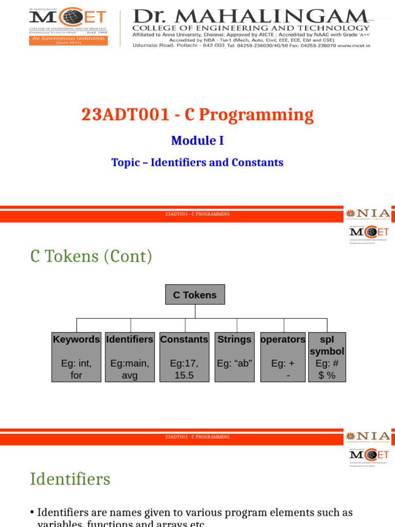 3.2. Basic Elements - Identifier, Constant | PDF | Reserved Word ...