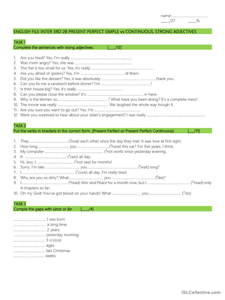 English File: Present Perfect Exercises | PDF | Language Mechanics ...