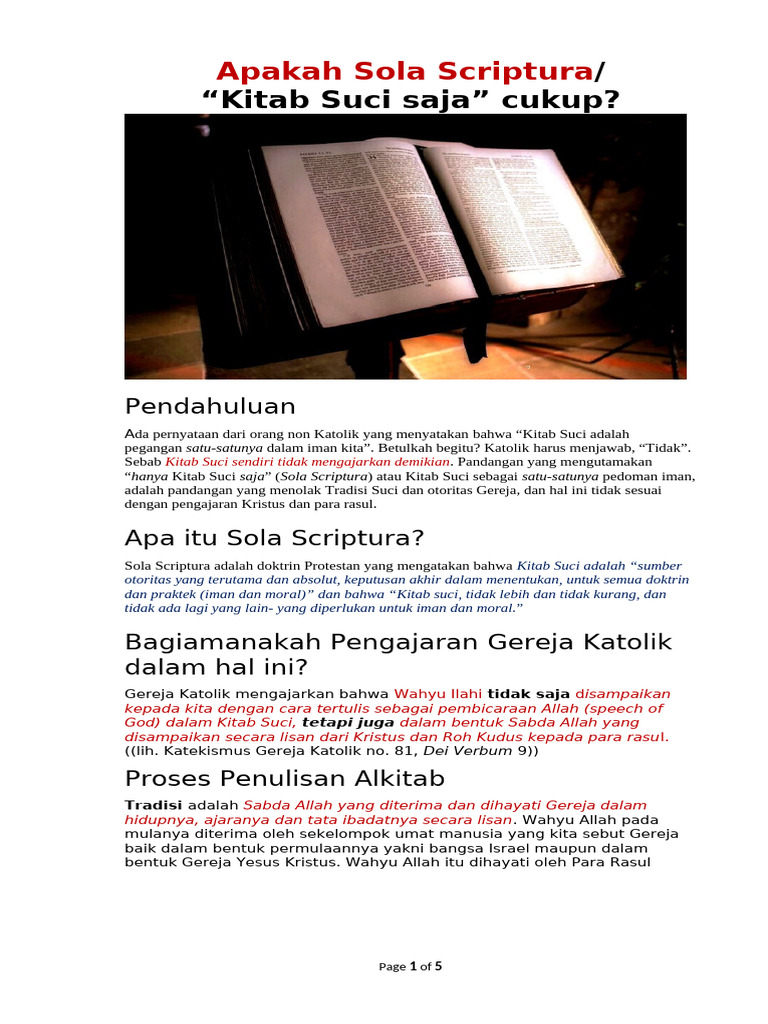 Sola Scriptura: Pandangan Katolik | PDF