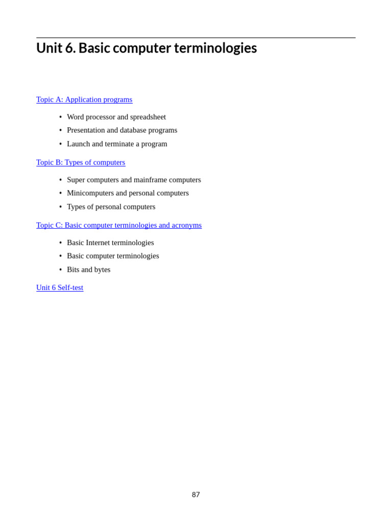 Unit 6. Basic Computer Terminologies | PDF | Byte | World Wide Web