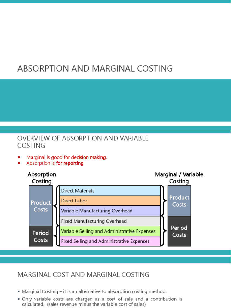 Absorption vs Marginal Costing Explained | PDF | Cost Of Goods Sold ...