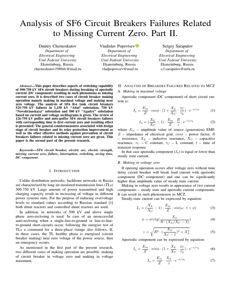 SF6 Circuit Breaker Failure Analysis | PDF | Electrical Substation ...