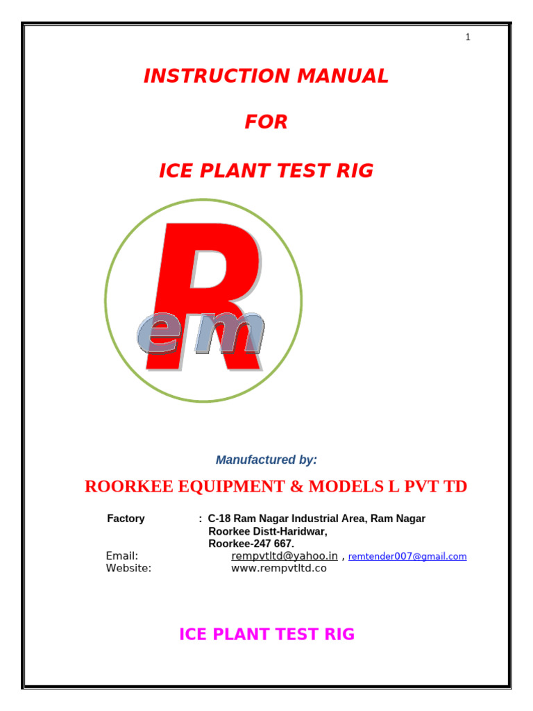 ICE PLANT TEST RIG (NEW) | PDF | Enthalpy | Temperature