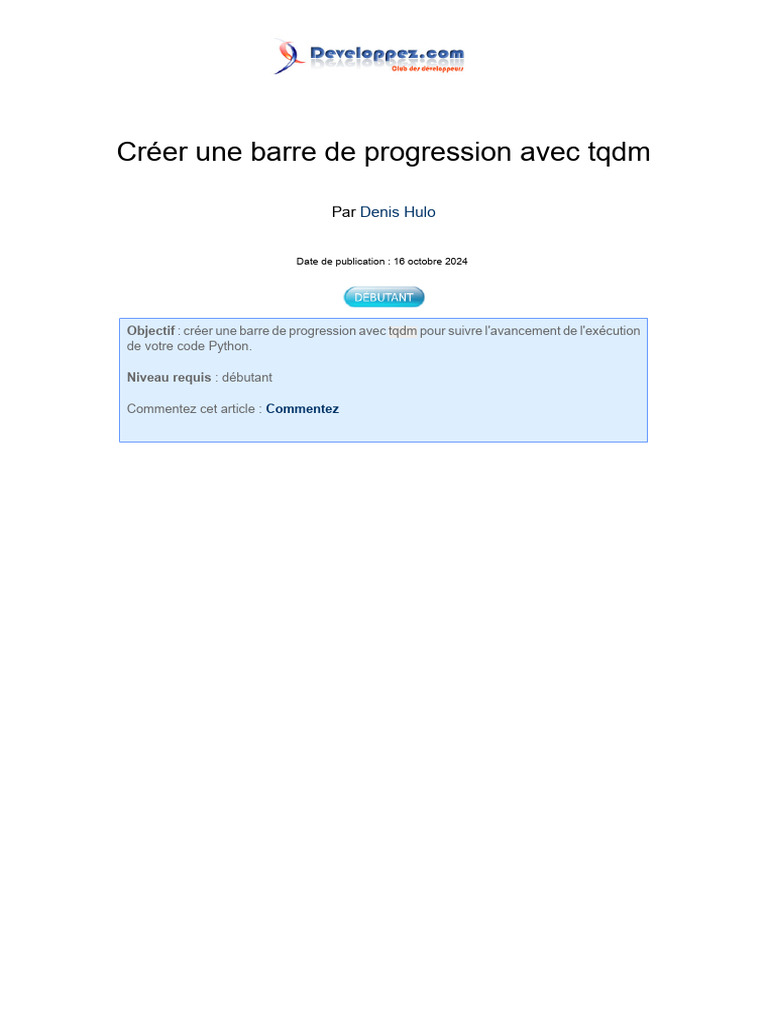 Créer une barre de progression avec tqdm | PDF | Python (Langage de ...