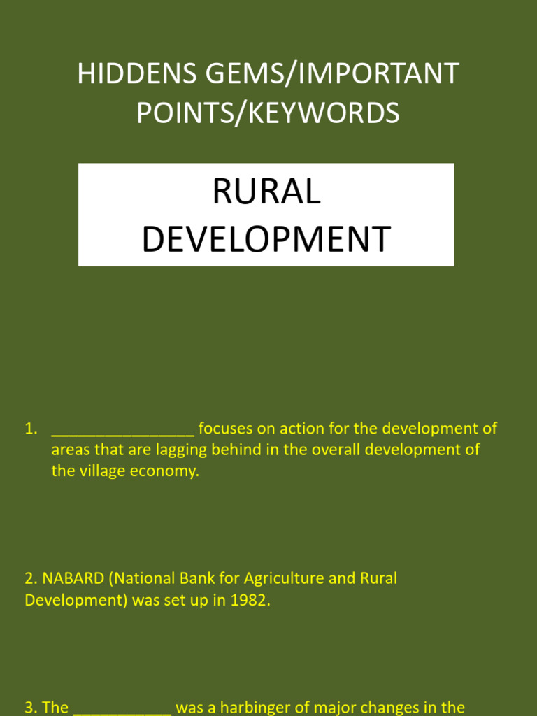 Key Insights on Rural Development in India | PDF | Agriculture | Economies