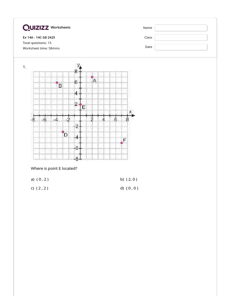 Geometry Worksheet Answer Key | PDF | Cartesian Coordinate System | Slope