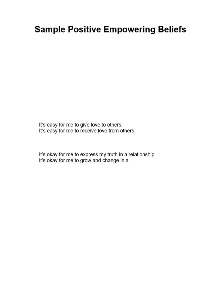 26 Sample Positive Empowering Beliefs | PDF | God | Divinity