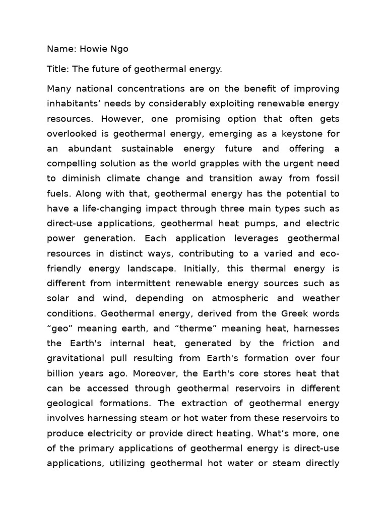 The Future Of Geothermal Energy Pdf Geothermal Energy Power Station