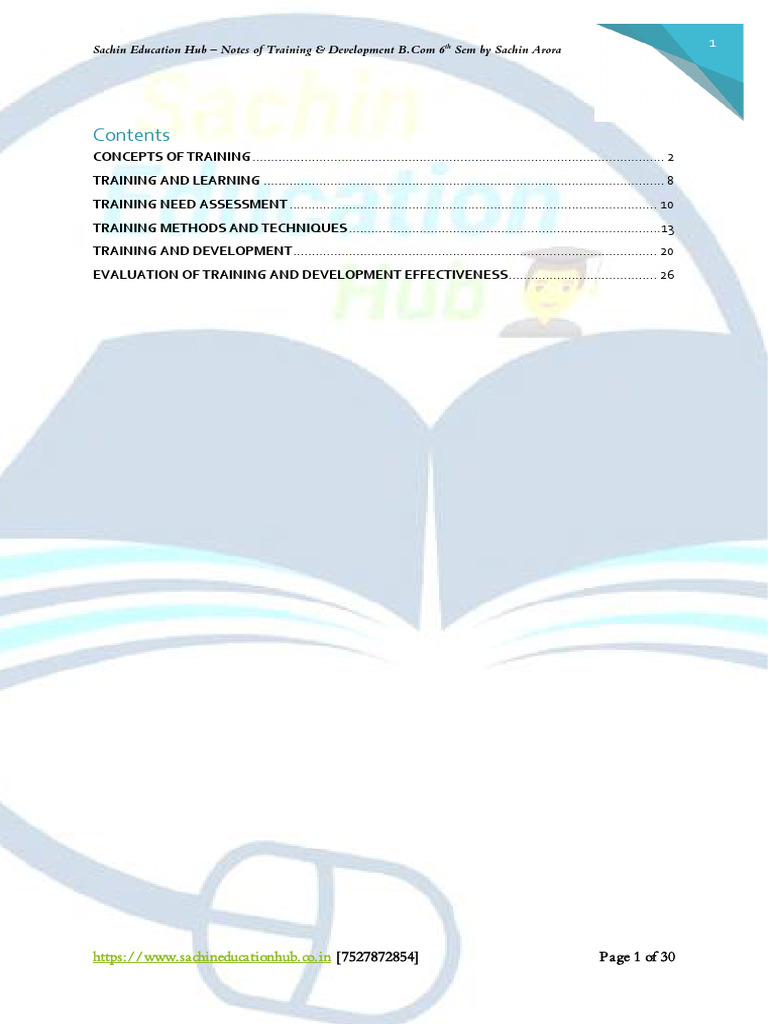 B.Com 6th Sem Training Notes | PDF | Learning | Needs Assessment