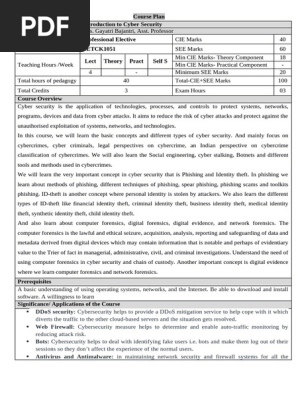 Cyber security Course Plan