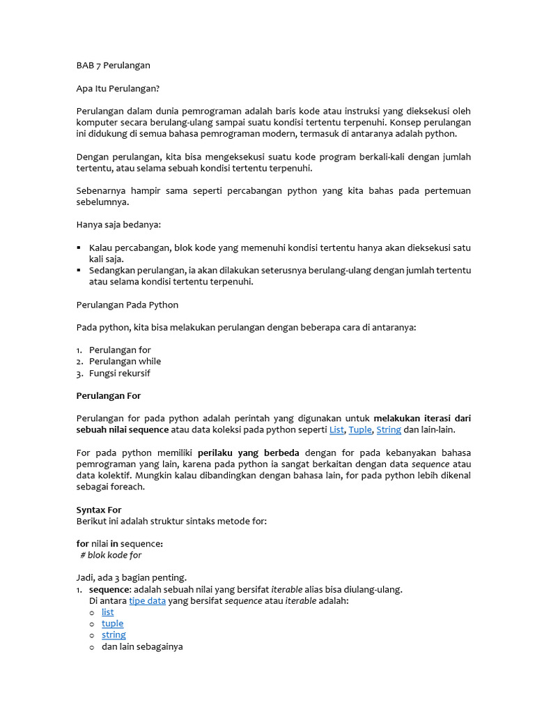 Panduan Perulangan Python | PDF