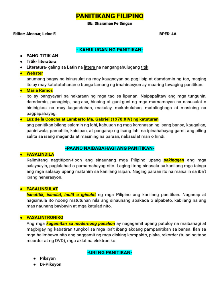 Panitikang Filipino 𝗖𝗼𝗹𝘂𝗺𝗯𝗮𝗻