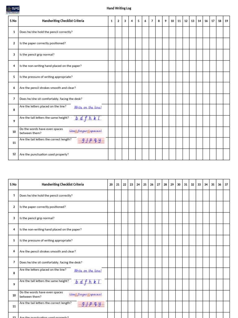 Hand Writing Log GR 4-5 | PDF