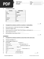 English A1 Vocabulary and Grammar Test | PDF
