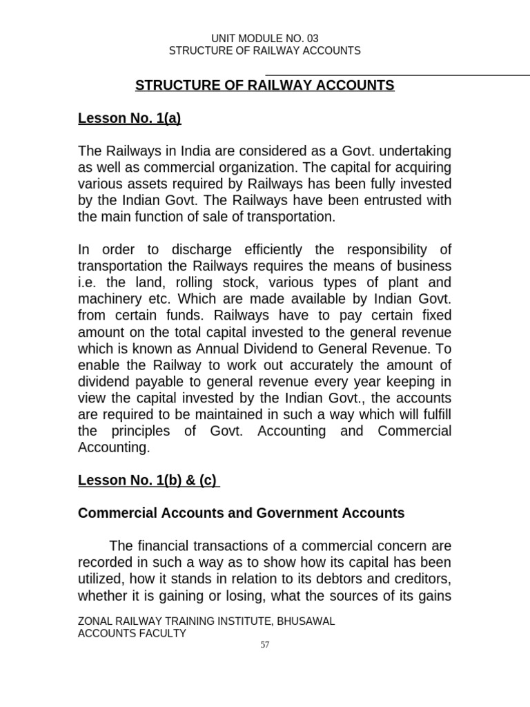 Structure of Railway Accounts Overview | PDF | Debits And Credits | Expense