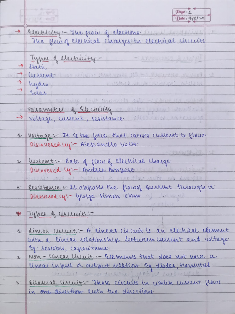 Electrical Science Notes (Mid Sem 1) | PDF