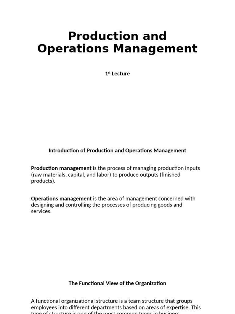 1st Production And Operations Management Pdf Operations Management