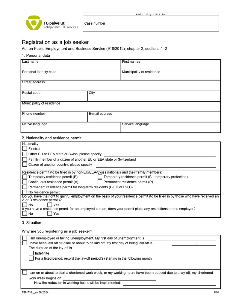 Job Seeker Registration Form Guide | PDF | Unemployment Benefits ...