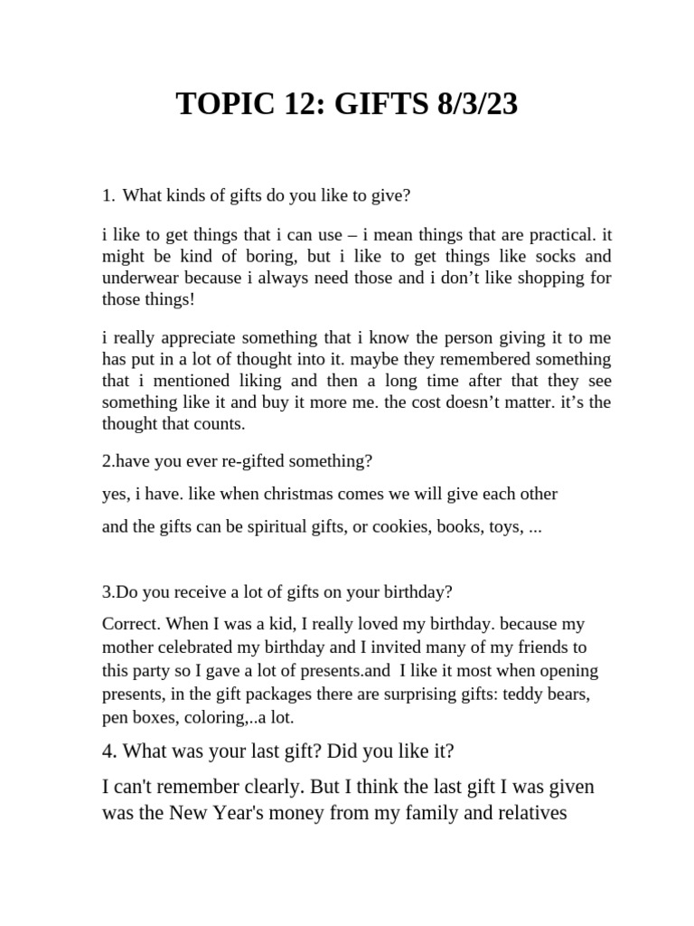 Understanding Gift-Giving Preferences | PDF | Gift | Birthdays