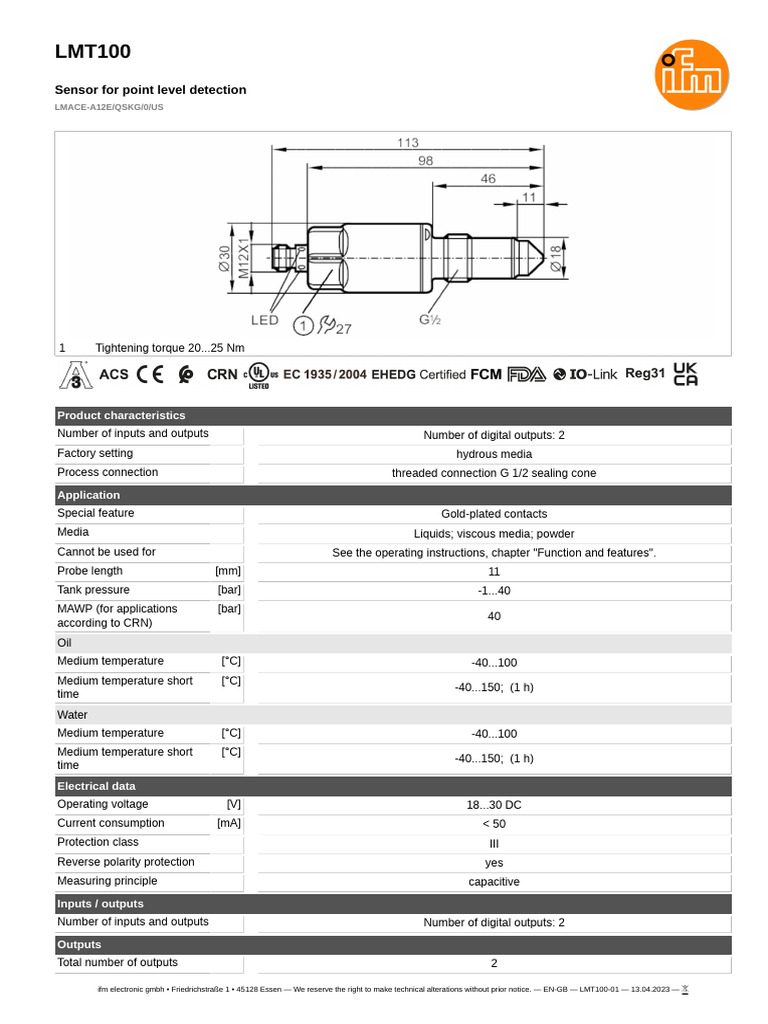 LMT100 01 - en GB | PDF | Manufactured Goods | Electrical Components