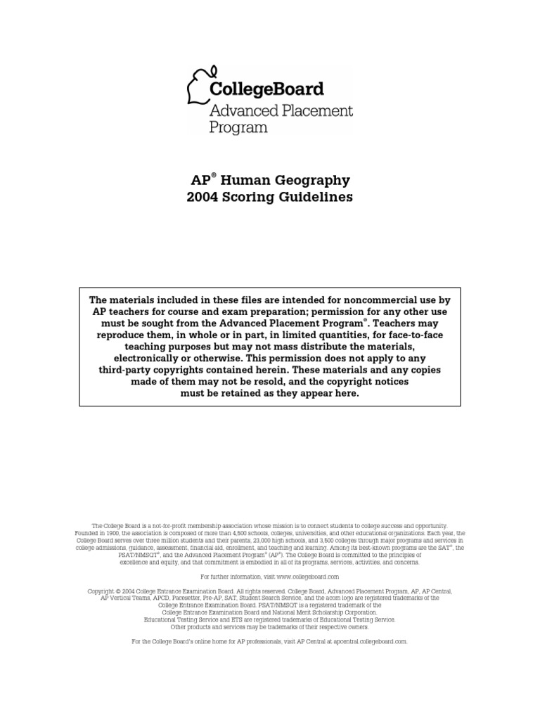 AP HUG 2004 Scoring | PDF | Advanced Placement | Economies
