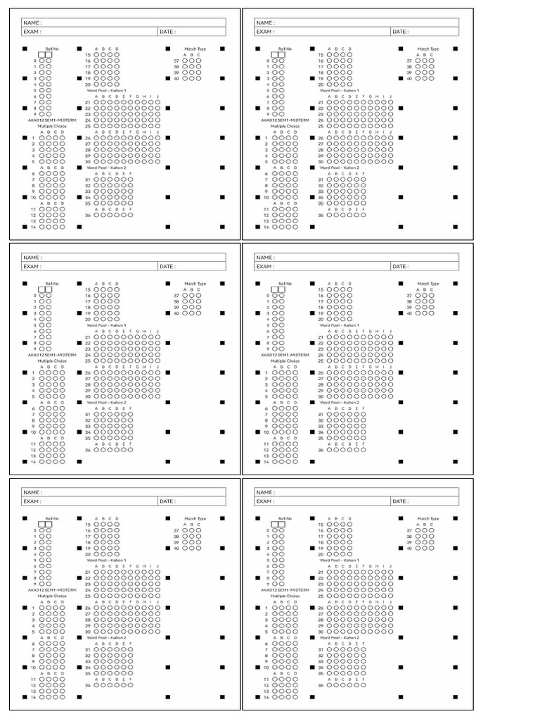 Akad12 Sem1-Midterm Answer Sheet | PDF