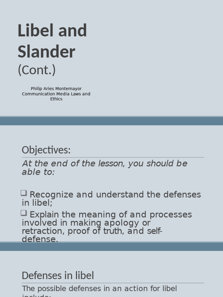 3 Libel and Slander Part III | PDF | Defamation | Public Law