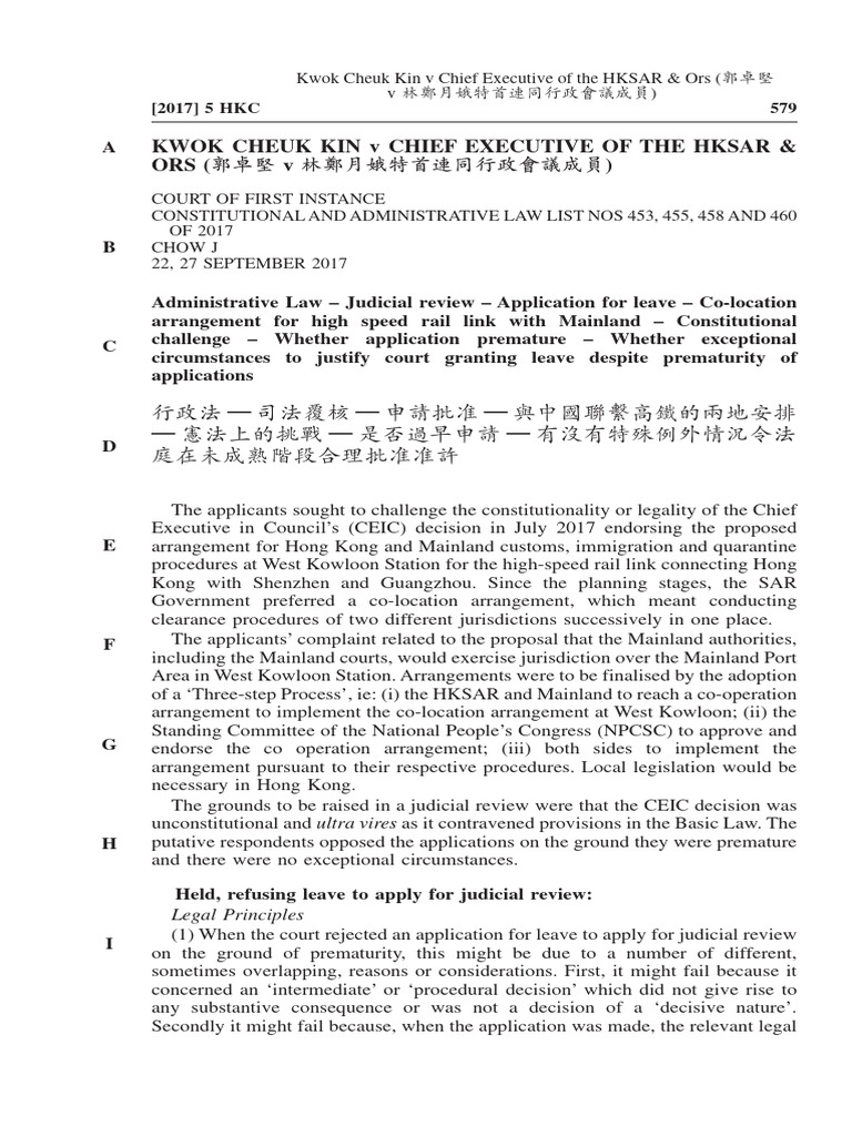 Judicial Review on HKSAR Co-location Arrangement | PDF | Hong Kong ...