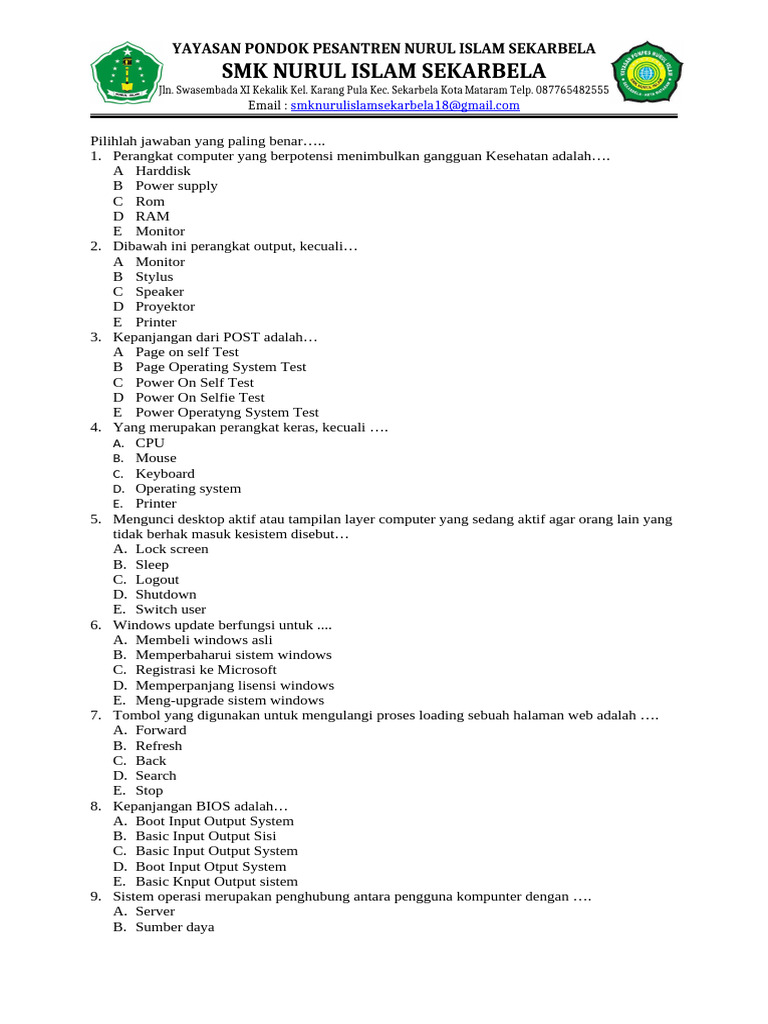Soal KJD Us | PDF