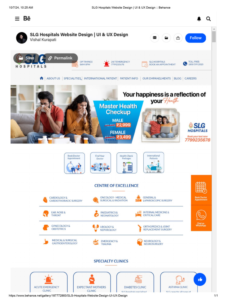 SLG Hospitals Website Design - UI & UX Design - Behance | PDF