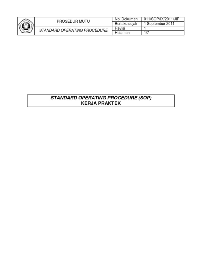 PROSEDUR KERJA PRAKTEK