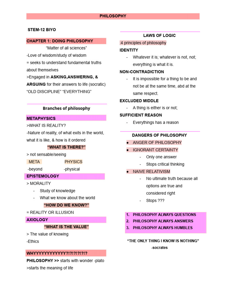 Philosophy Reviewer | PDF | Socrates | Metaphysics