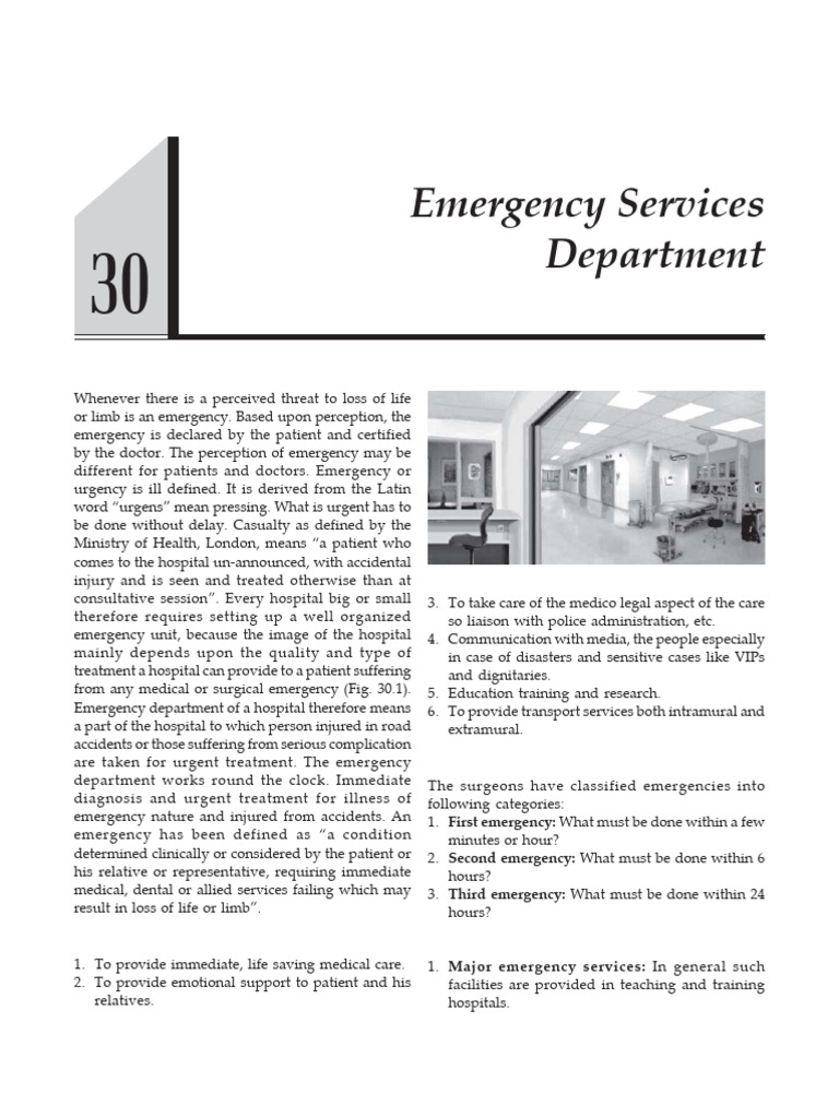 Chapte 30 - Emergency Services | PDF | Emergency Department | Hospital