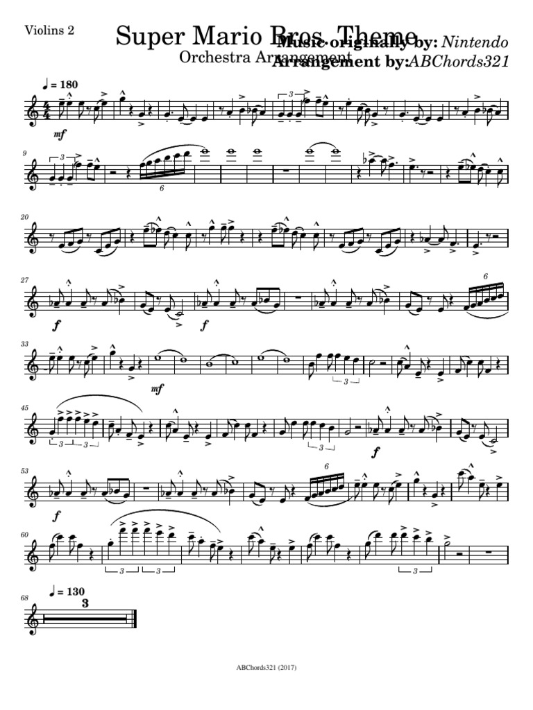 Super Mario Bros. Orchestra Arrangement | PDF | Video Game Companies Of ...