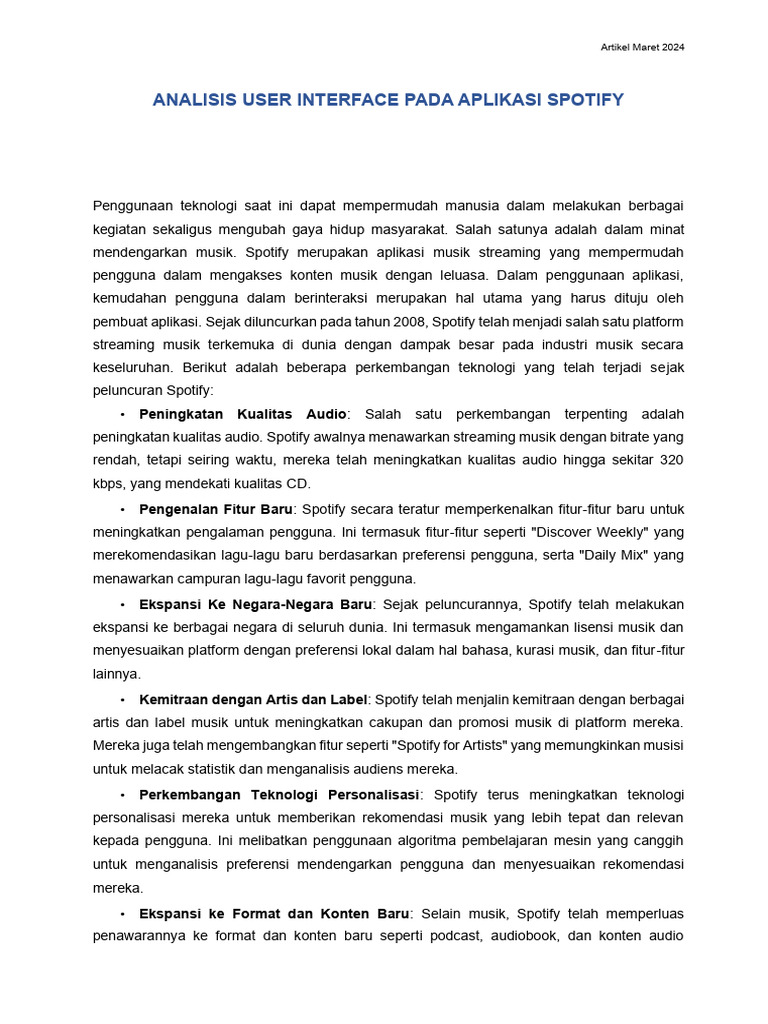 Analisis User Interface Spotify | PDF