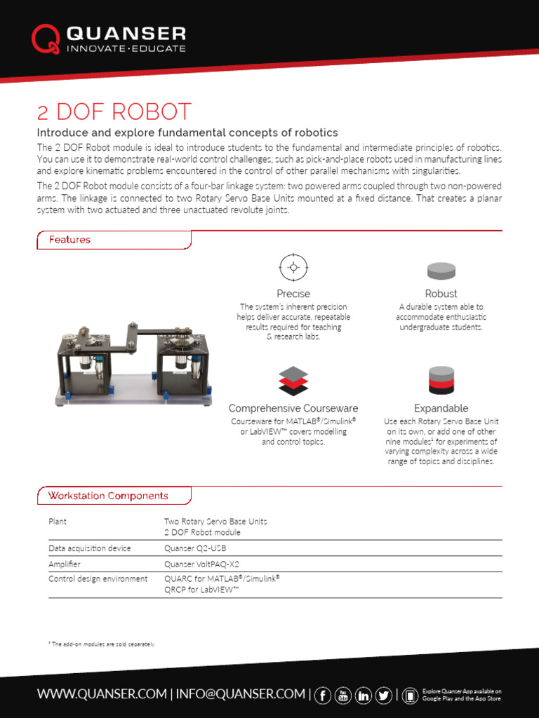 2 DOF Robot Data Sheet | PDF | Robotics | Robot