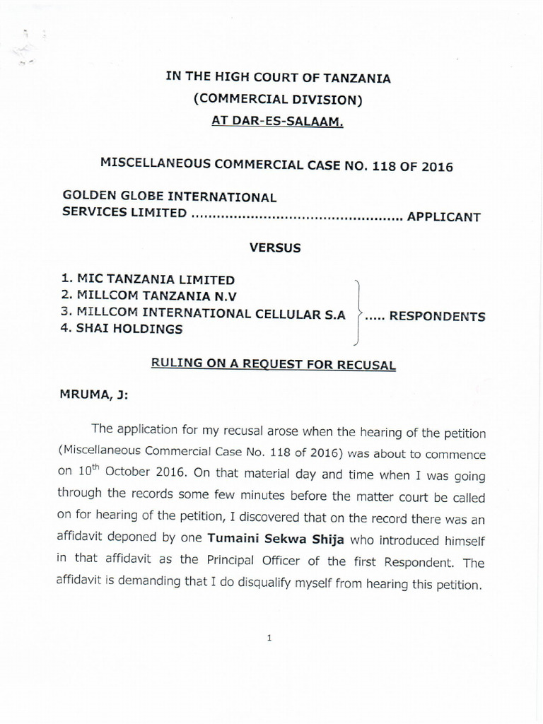 118 - Ruling On Recusal of Trial Judge - 02112016 | PDF