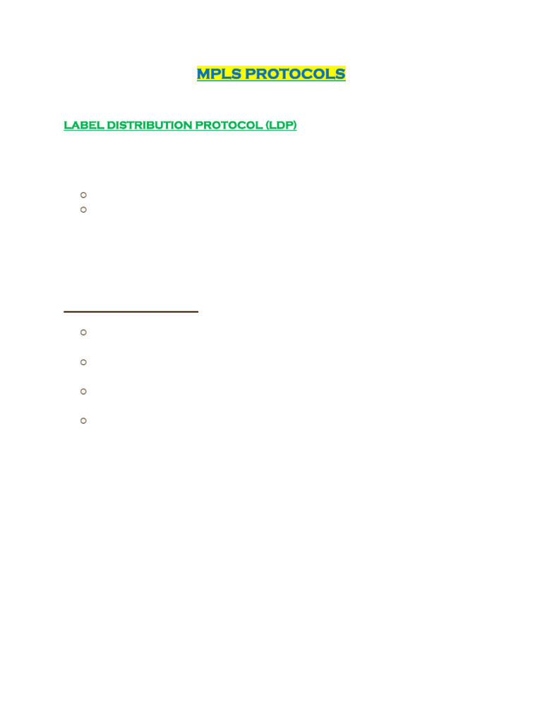 Mpls Protocols | PDF | Networking | Multiprotocol Label Switching