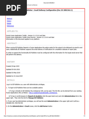 Fusion Applications BI Publisher - Email Delivery Configuration (Doc ID 2002362.1)